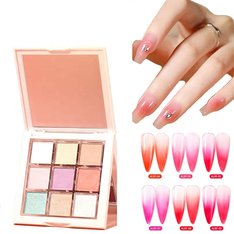 9 видов цветов голографическая Лазерная палитра полярного сияния, твердая зеркальная пудра для ногтей, УФ-гель лак, пигмент для ногтей