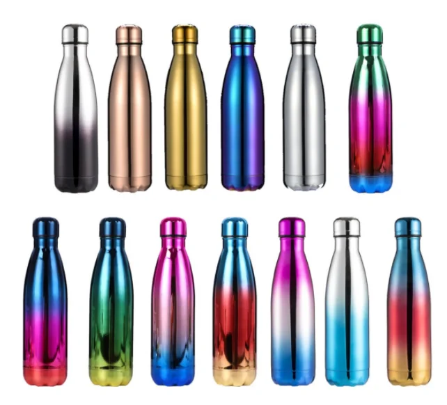 500ml Electroplating effect stainless steel cola water bottle