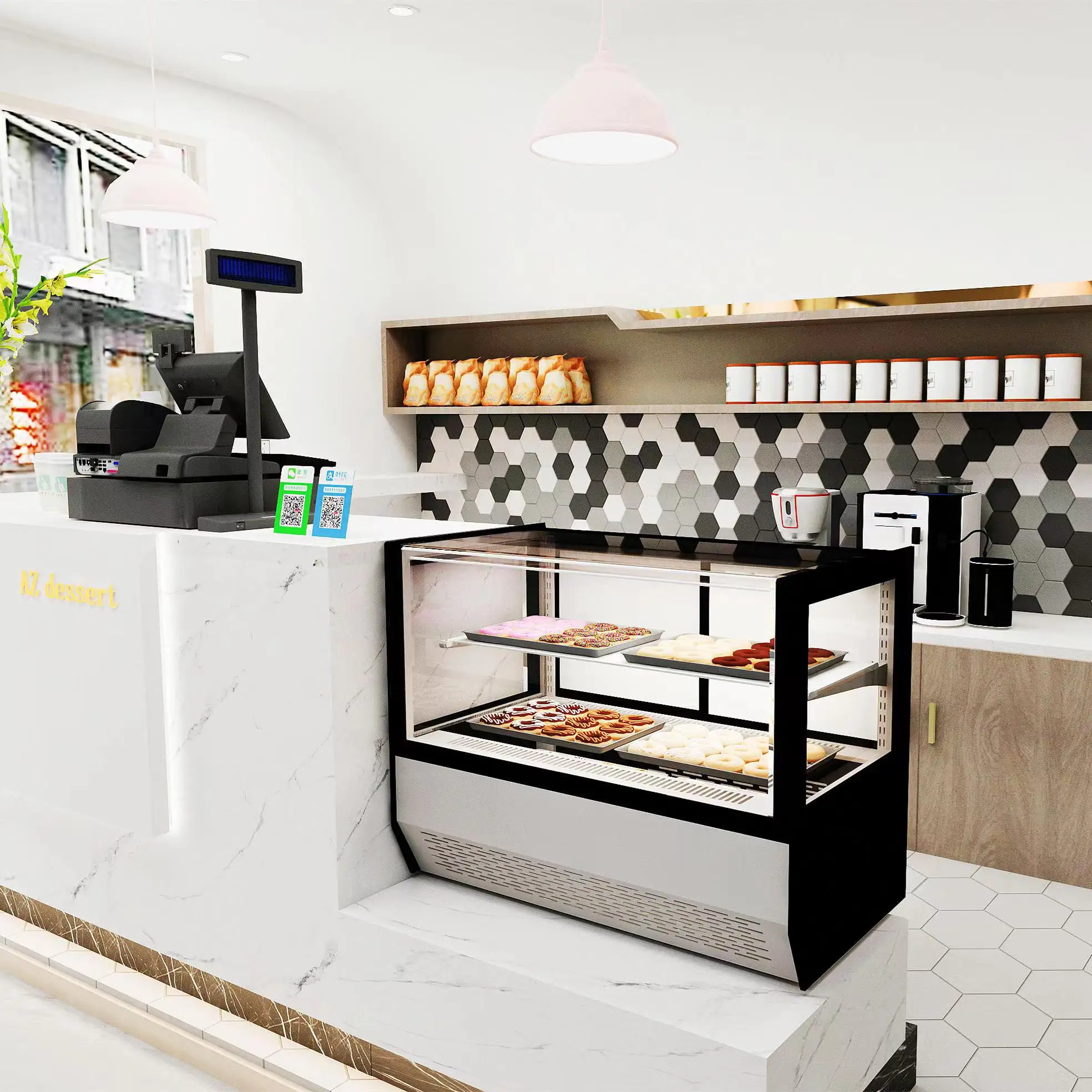 FENXIAN New bezel-less display refrigerator mini bakery equipment dessert refrigerated display cooler