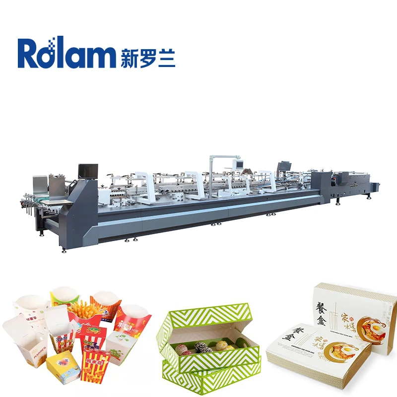 New Luolan Automatic White Paper Candy Box 4 6 Corner Carton 3 Point Glue Folder Gluer Machine