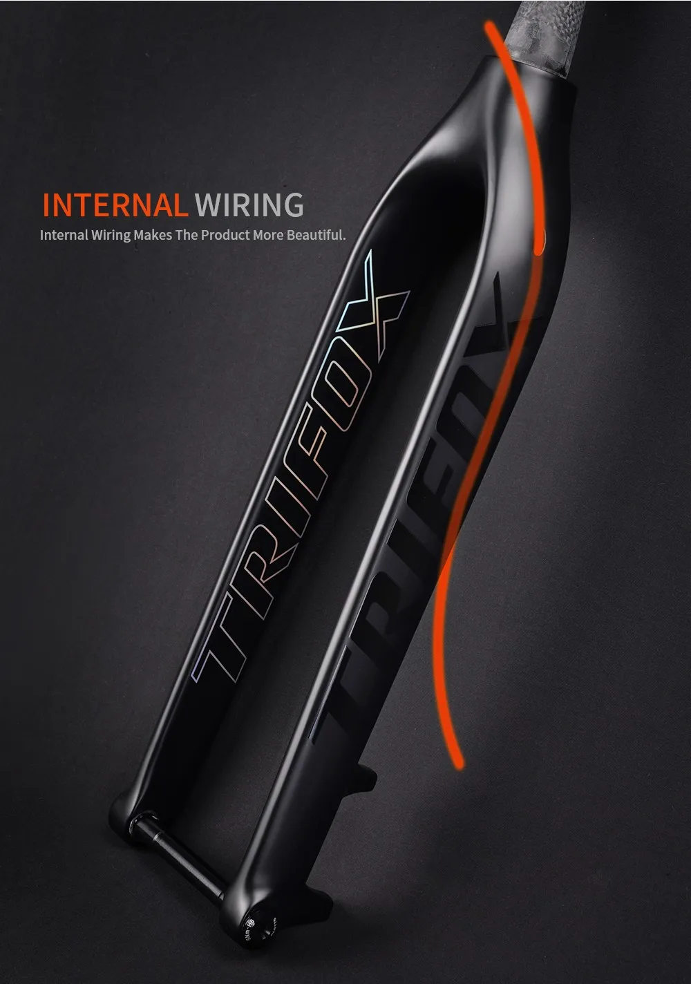 TRIFOX Light Weight 29er MTB Bicycle Rigid Fork Black Matte Tapered Full T800 Carbon Fiber Front Bike Fork with Disc Brake