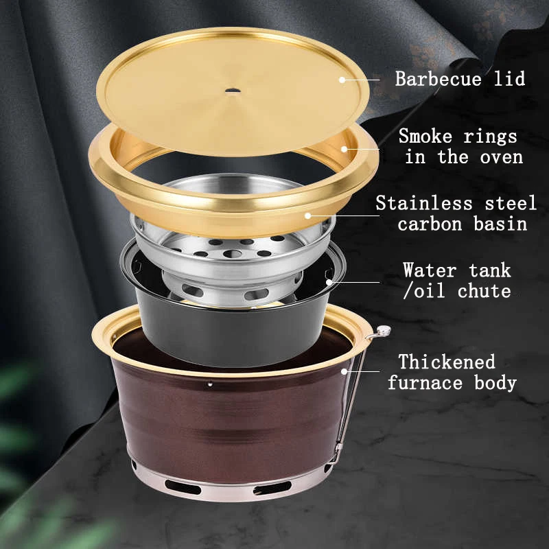 Korean Commercial Bbq Equipment Fast Heating Indoor Restaurant Round barbecue Grill Smokeless Charcoal BBQ Grill For Restaurant