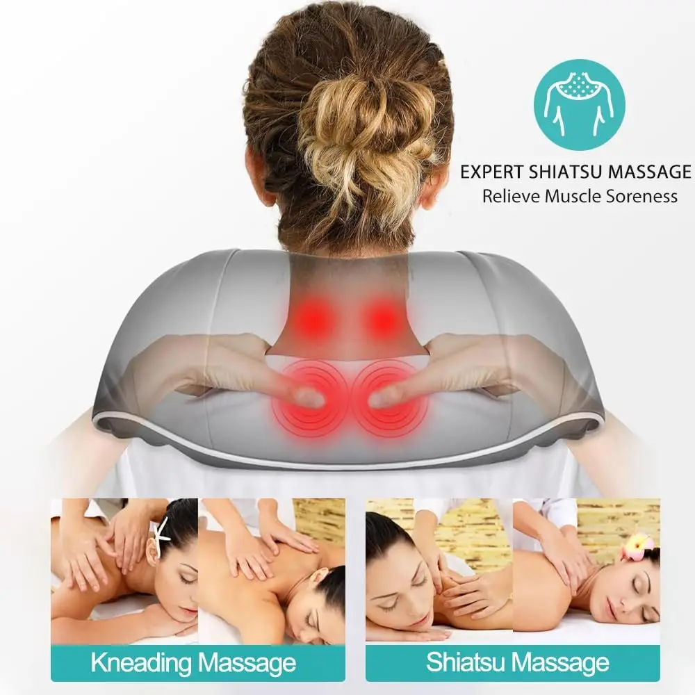 Factory Wholesale Deep Tissue Kneading Cervical Neck Massager Shiatsu High Quality Neck and Back Massager