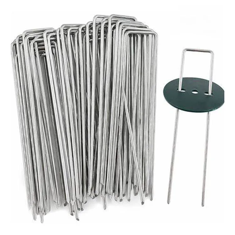 Eco friendly galvanized steel garden pegs 6inch 11 gauge u shaped staples landscape ground pins