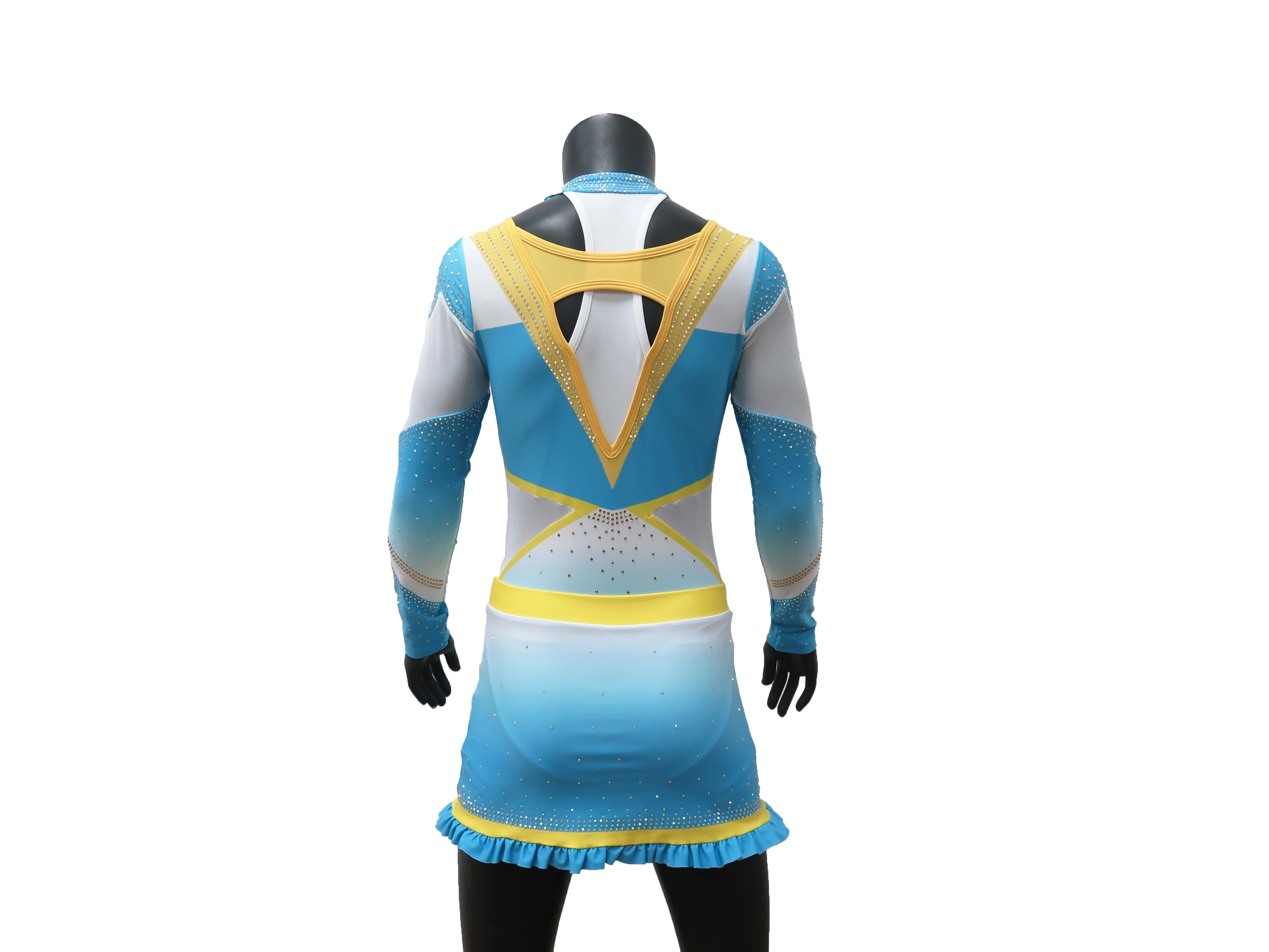 Оптовая продажа, дизайнерская униформа для чарлидинга с длинным рукавом для девушек со стразами, сублимационная одежда