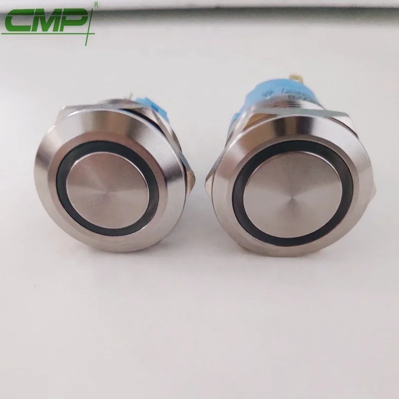 CMP stainless steel 22mm double pole push button switch with led