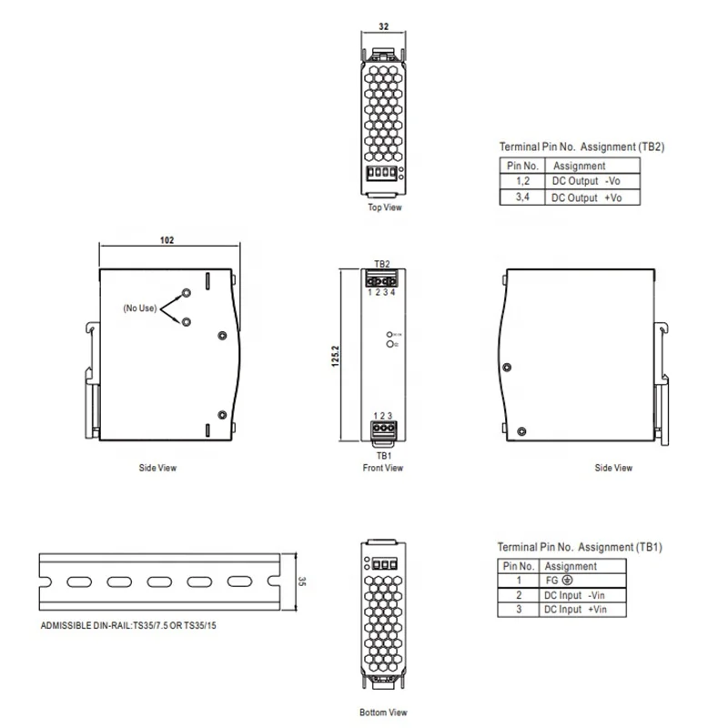 MEAN WELL DDR-120A-48 120w 48v DIN Rail Transformer