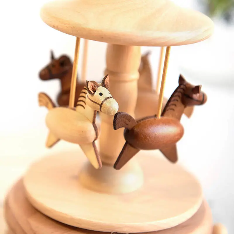 Mumoni Classical 18 tones Merry-go-round horse musical box perfect home decor gift Carousel music box for friends