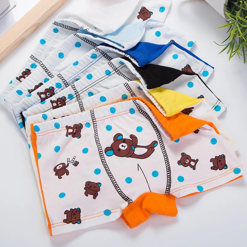 New design bear printed boy panties boy boxer briefs cotton cartoon children underwear for boy kids
