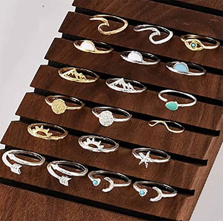 Fashion High Quality Wholesale Silver Stackable Ring Set Star Moon Knuckle Ring