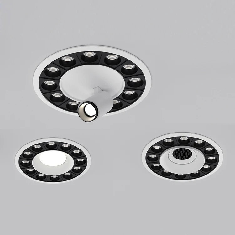 Modern circular recessed spotlight indoor hotel project led downlight round grille light