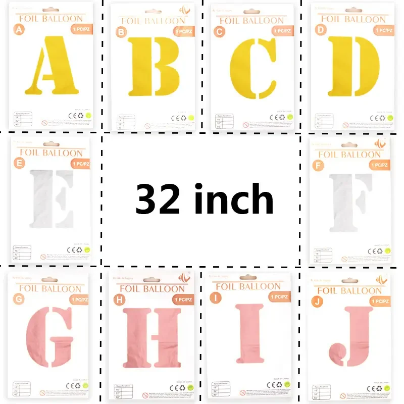 Card Packing 32 Inch Letter Balloons Mylar Foil Alphabet Letter A-Z Balloons for Wedding Birthday Party Decoration