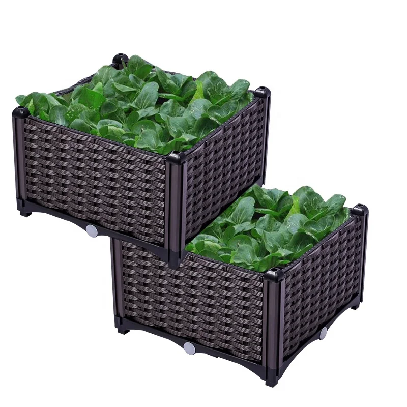 Multi combination wholesale decorative plastic flower pots rectangular garden planter set