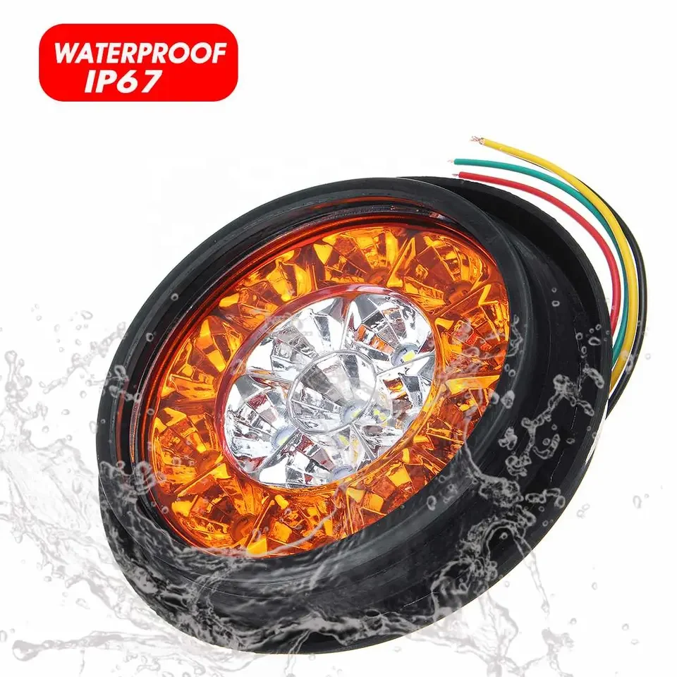 16LED Discoloration Tail Light Rear Fog Light Stop Brake Running Reverse Lamp For Truck Trailer Lorry
