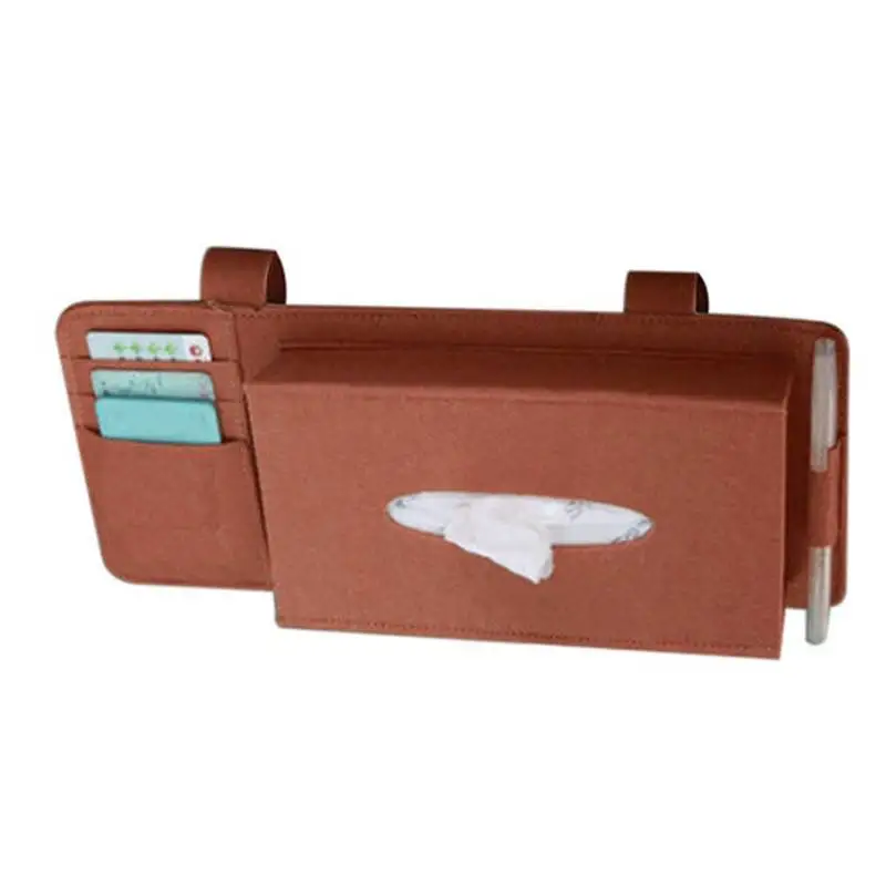 Multi-functional Paper Towel Box Card Fabric Tissue Box For Car Use Hanging Pu Leather Car Tissue Box Bolder