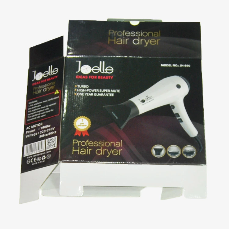Custom Printed E-Flute Corrugated Boxes Package Box for Hair Dryer Small Household Appliance Packaging