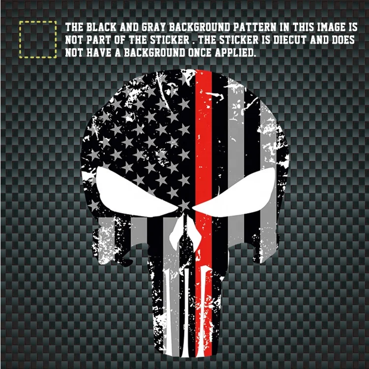 10*15 CMRed Blue Line Punish Decal Thin Red Line Vintage American Flag Punisher Car Sticker