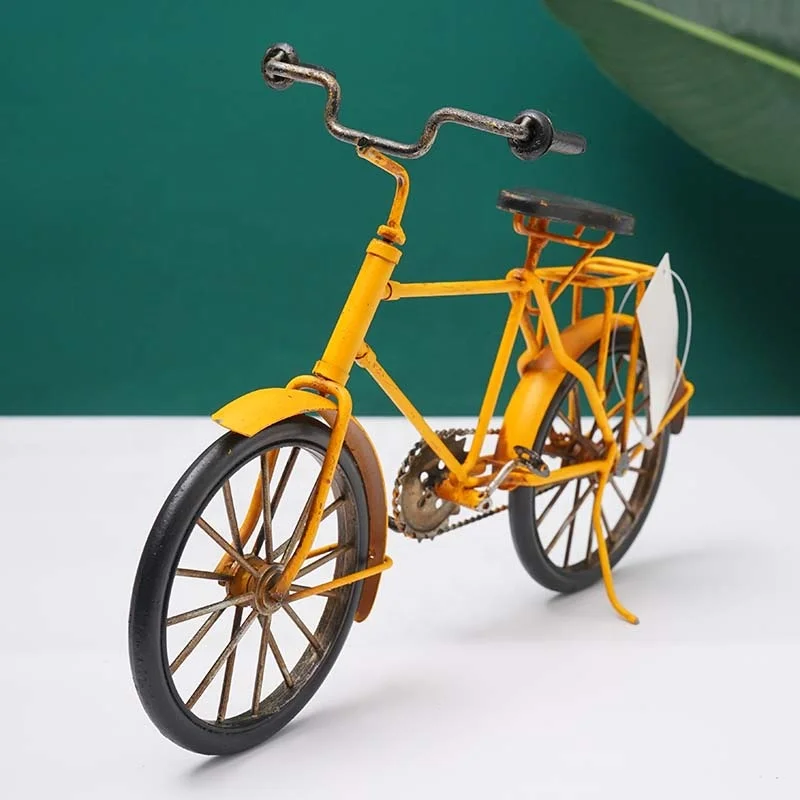 Vintage Metal Crafts For Bar Decor Handmade Red Yellow Retro Bike Model Arts And Crafts Home Decoration Antique