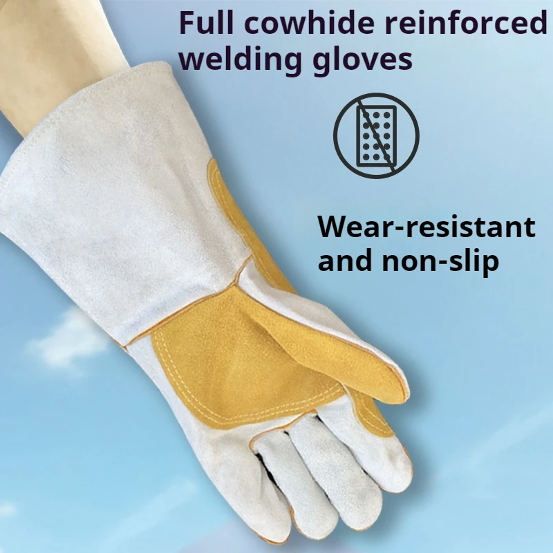 Protect hands premium welding gloves cowhide safety work protection gloves protective abrasion gloves