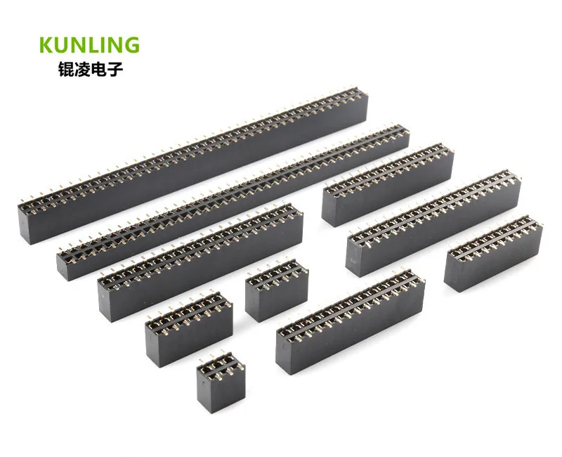 high quality free sample 2.54mm pitch Spacing  double rows patch SMT female header 2 * 2/3/4 / 5/6/8/10/12/15/20/40P