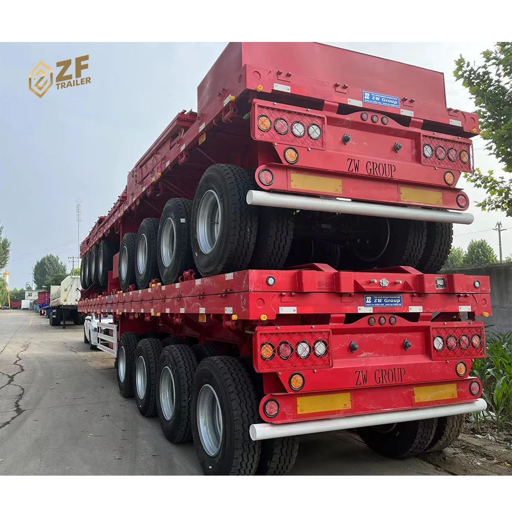 Hot Sale 40ft 60ft Pan Trailer Flatbed Truck Trailer 3 Axles flatbed trailer for sale kenya
