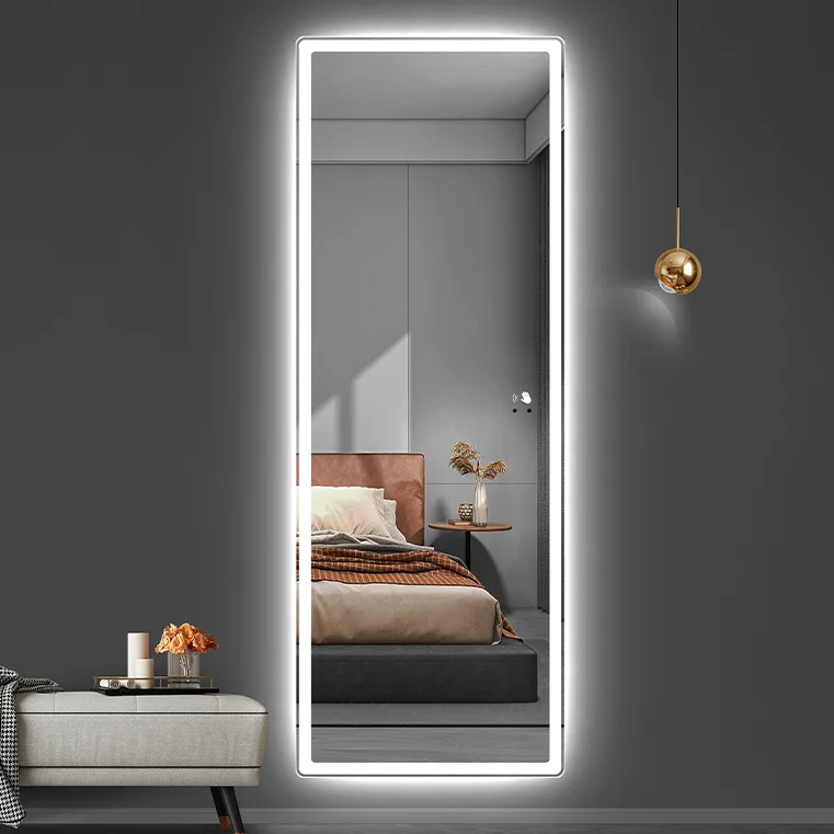 Hot sale frameless full length led lighted illuminated bathroom smart dressing mirror