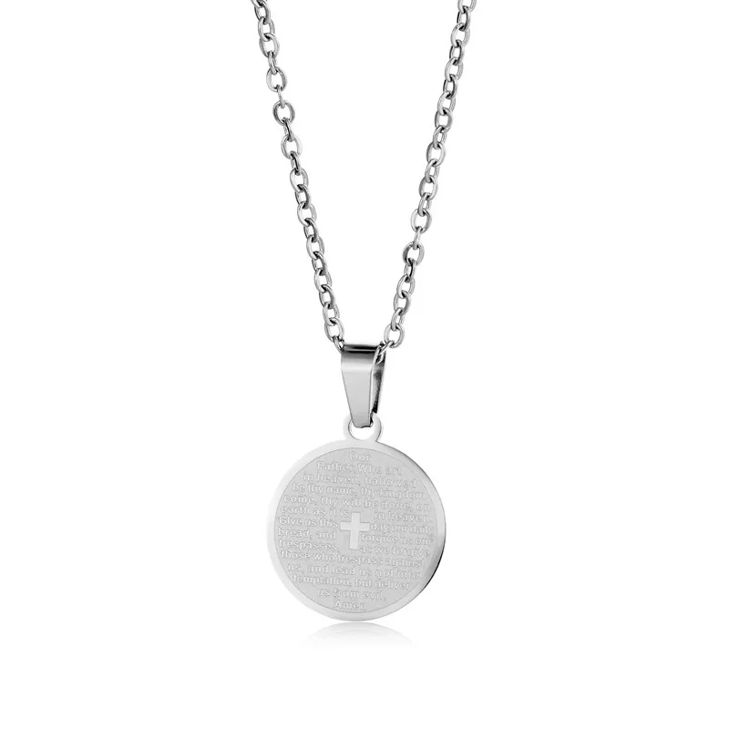 Wholesale Fashion Simple Round Pendant Necklace Letter Cross Necklace Jewelry Gift Accessories