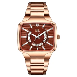 Shinny Square IIK Collection Green Dial Waterproof Date Quartz Custom Logo Men Wrist Watch