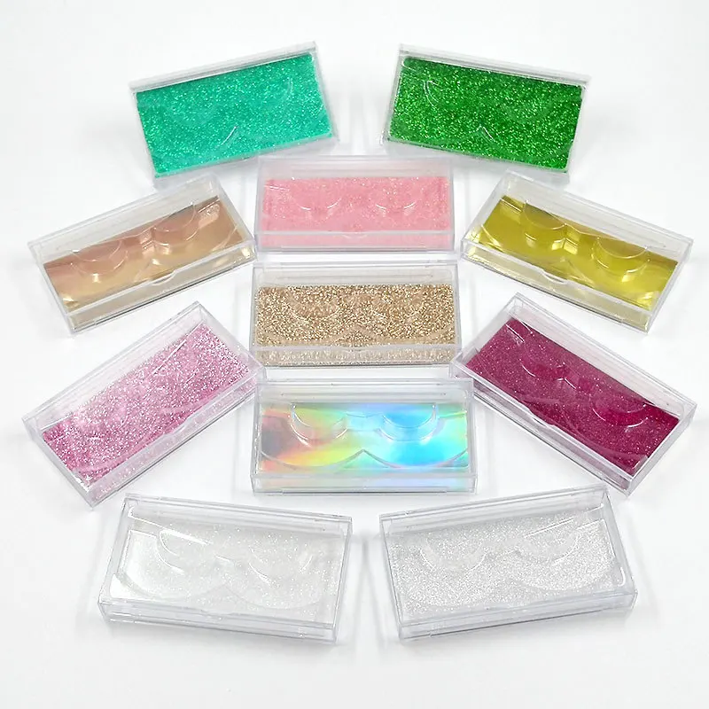
New eyelash box square wide pull box false eyelash packaging 25mm mink hair eyelash multi-color background card 