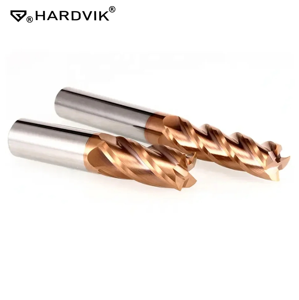 HARDVIK HRC58 CNC Solid Tungsten Carbide Steel flat Ball Nose End Mill Cutter Custom Coating for steel and Milling Machines