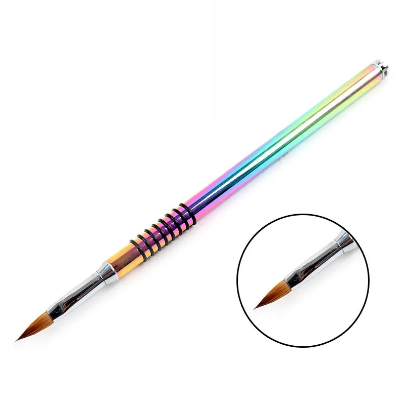 Multi Color Popular Pure Kolinsky Professional Nail Brush Metal handle Wholesale Nail Painting Brush
