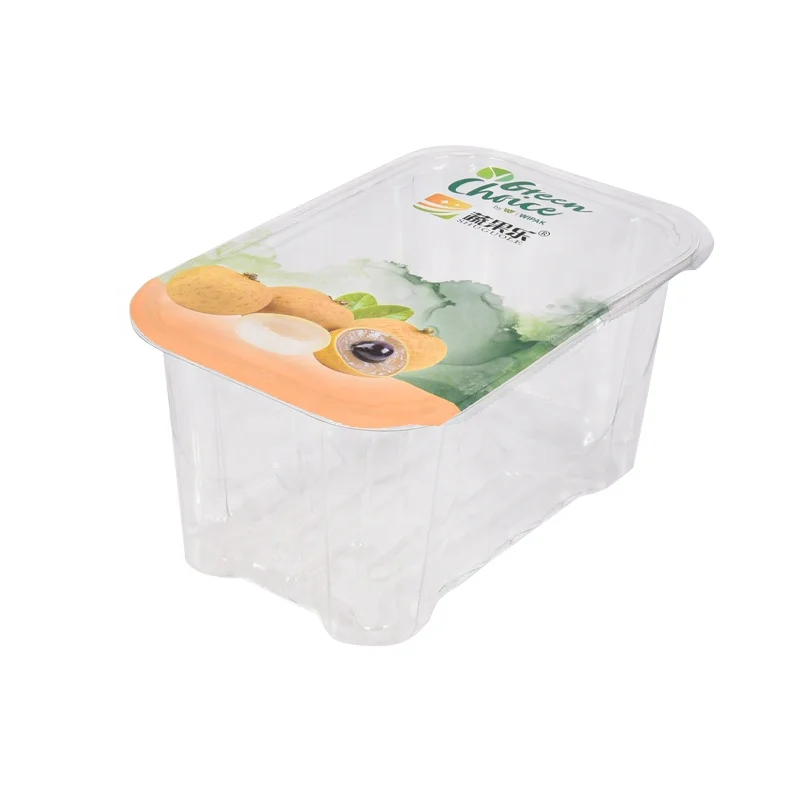 Lesui hot sealing film roll PE PET custom logo printing tray lidding thermoforming film for fruit meat food packaging