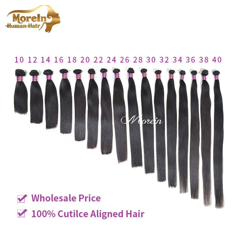 
Morein human cuticle aligned women vendors mink wholesale virgin bundles extension hair supplies and hair product 