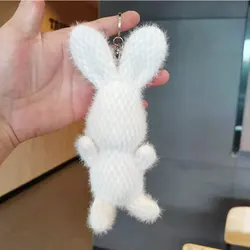 Kawaii Rabbit Bunny Cartoon Plush Toy Women Keychain On The Phone For Backpacks Car Pendants Boy Girl Kids Soft Stuffed Gift