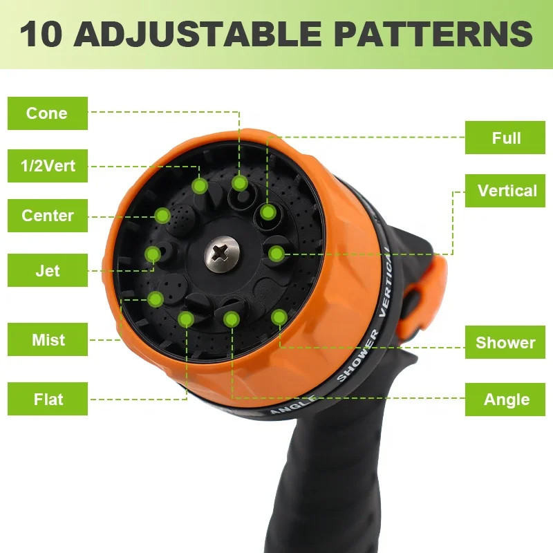 SUNSHINE Plastic 10 pattern garden water spray gun for lawn irrigation sprayer nozzles car washer