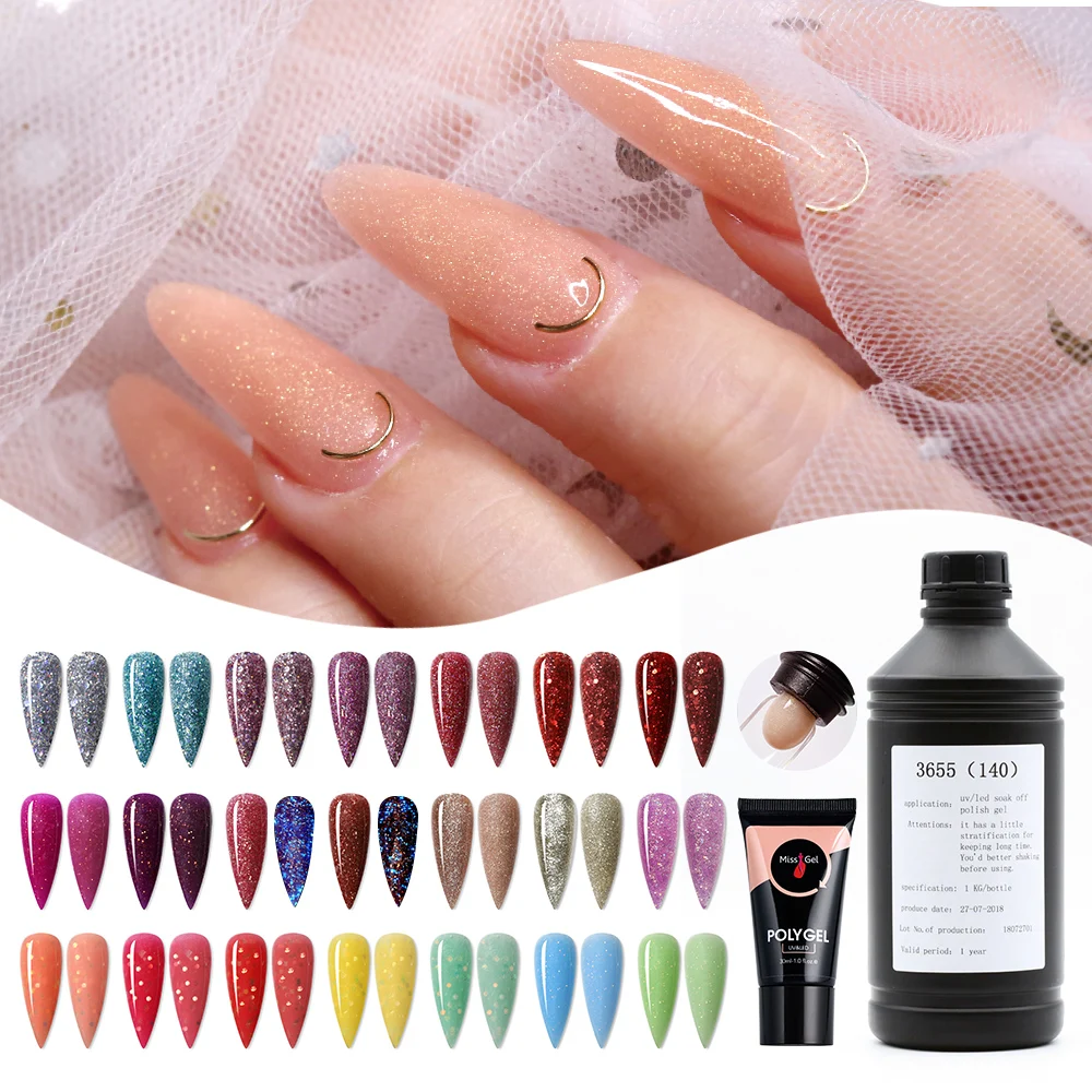 Опт кг Блестящий цветной полигель оптовая продажа индивидуальная торговая марка акриловый полигель УФ акриловый полигель для наращивания ногтей