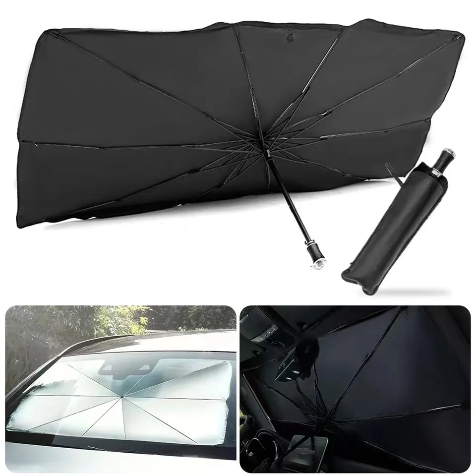 New Factory custom logo folding Anti-UV Car Front Windshield windscreen Sunshade Umbrella Interior Sun Shade Parasol Cover