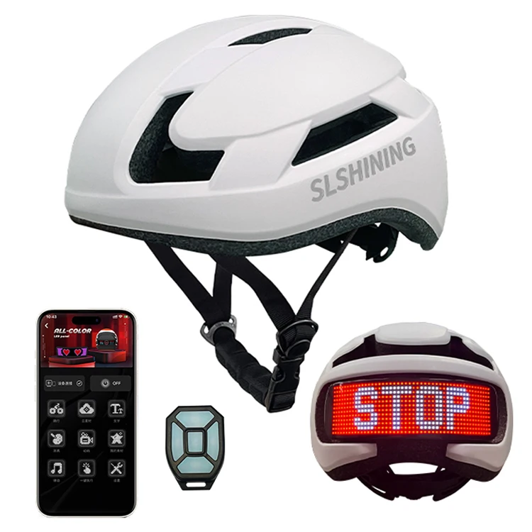 Bluetooth LED Light Screen Display Abs Smart Riding Road Bicycle Helmet Downhill Dirt Mountain Mtb Cycling Bike LED Helmet