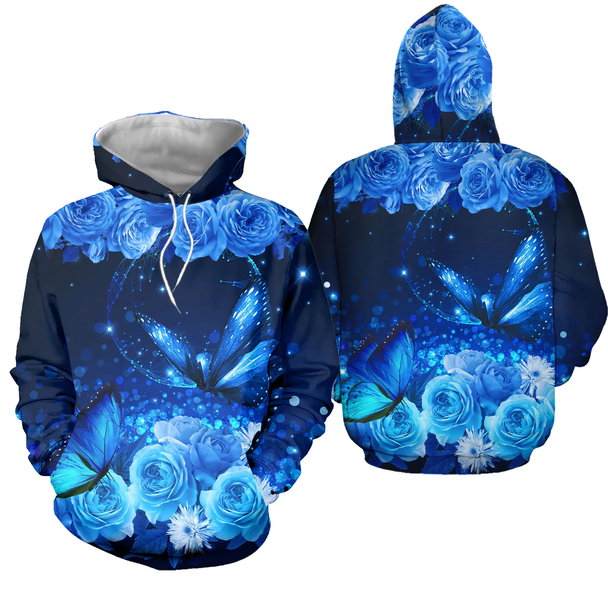 Rose and Dods Pattern Breathable Sustainable Hoodies Sweatershirts Unisex Custom Logo 3D Digital Printing Wholesale MOQ1