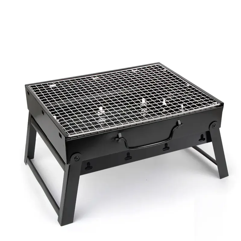 Cheap Black Steel Foldable Square Barbecue Stove Picnic Mini Portable Camping Small Charcoal Grills Bbq Outdoor