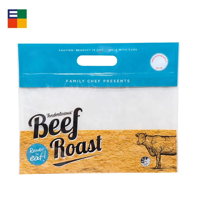 Custom Printed Food Grade Plastic Packaging  Bag Stand Up Ziplock Pouch Pork Beef Food Bags