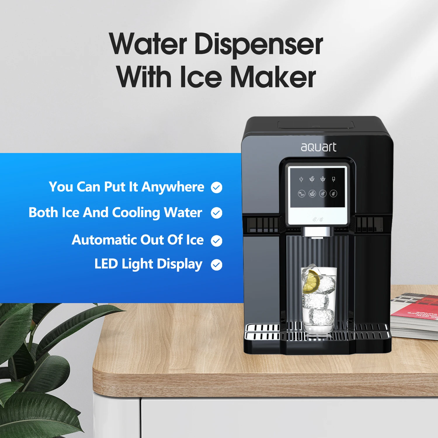 AQUART BYCZ573 Bottleless Portable Countertop Ice Maker and Water Dispenser Cooler for Selling