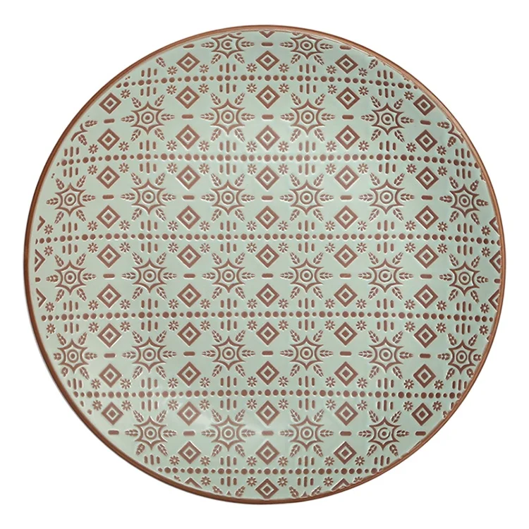 High quality ceramic plate matt glaze printed ceramic Chinese plate