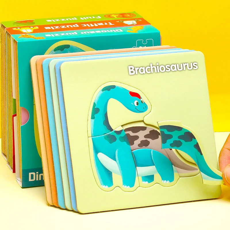 2024 Montessori Paper Cartoon Animal 3D Jigsaw Puzzle Toys Baby Educational Learning Puzzles Enlightenment Cognitive Card