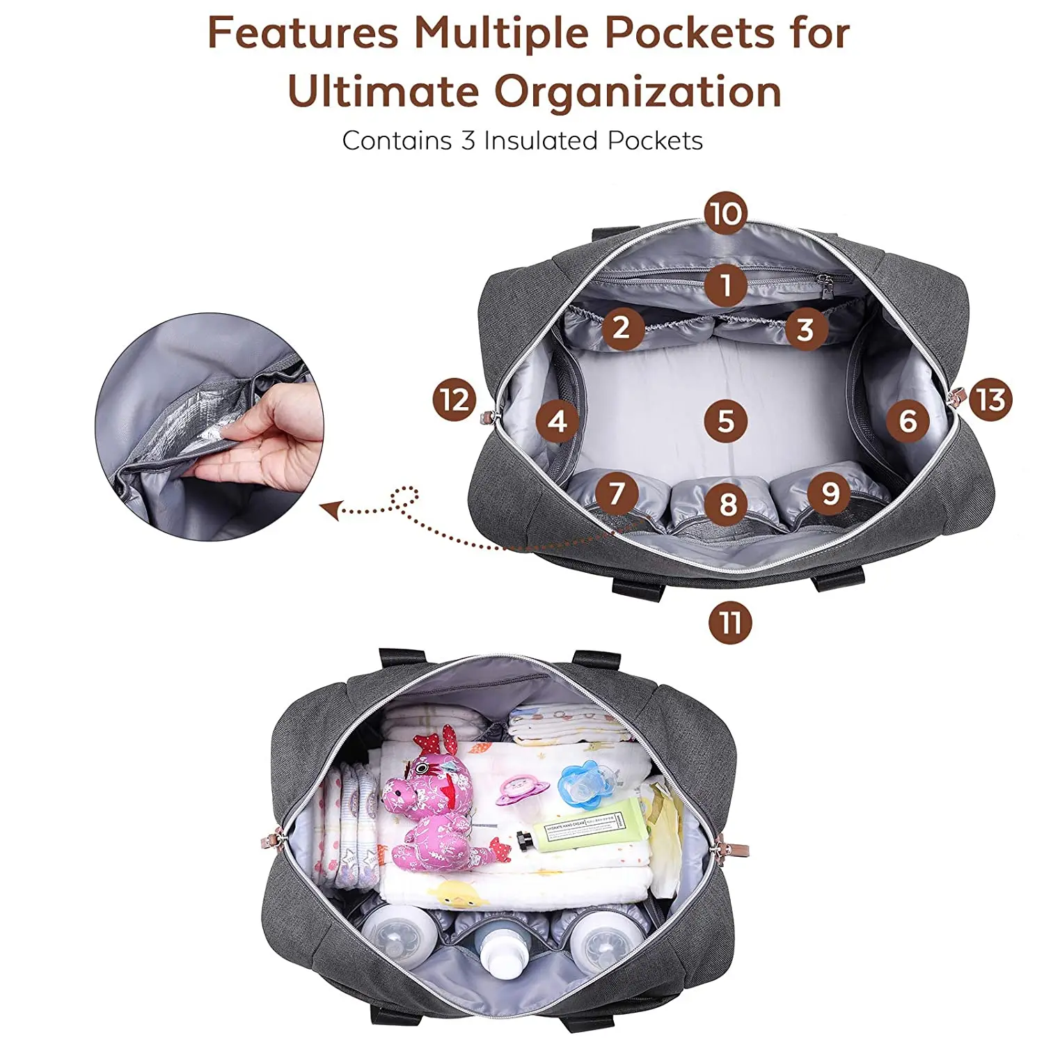 Diaper Bag Tote With Pacifier Case And Changing Pad Mummy Handbags Multifunction Baby Messenger Bag Large Travel Diaper Tote New