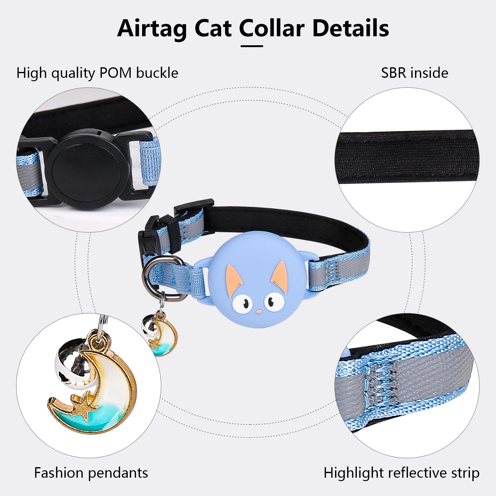 Wholesale Reflective Puppy Pet Collar Airtag Cat Collar  With Bells Outdoor Products Accessories Manufacturer