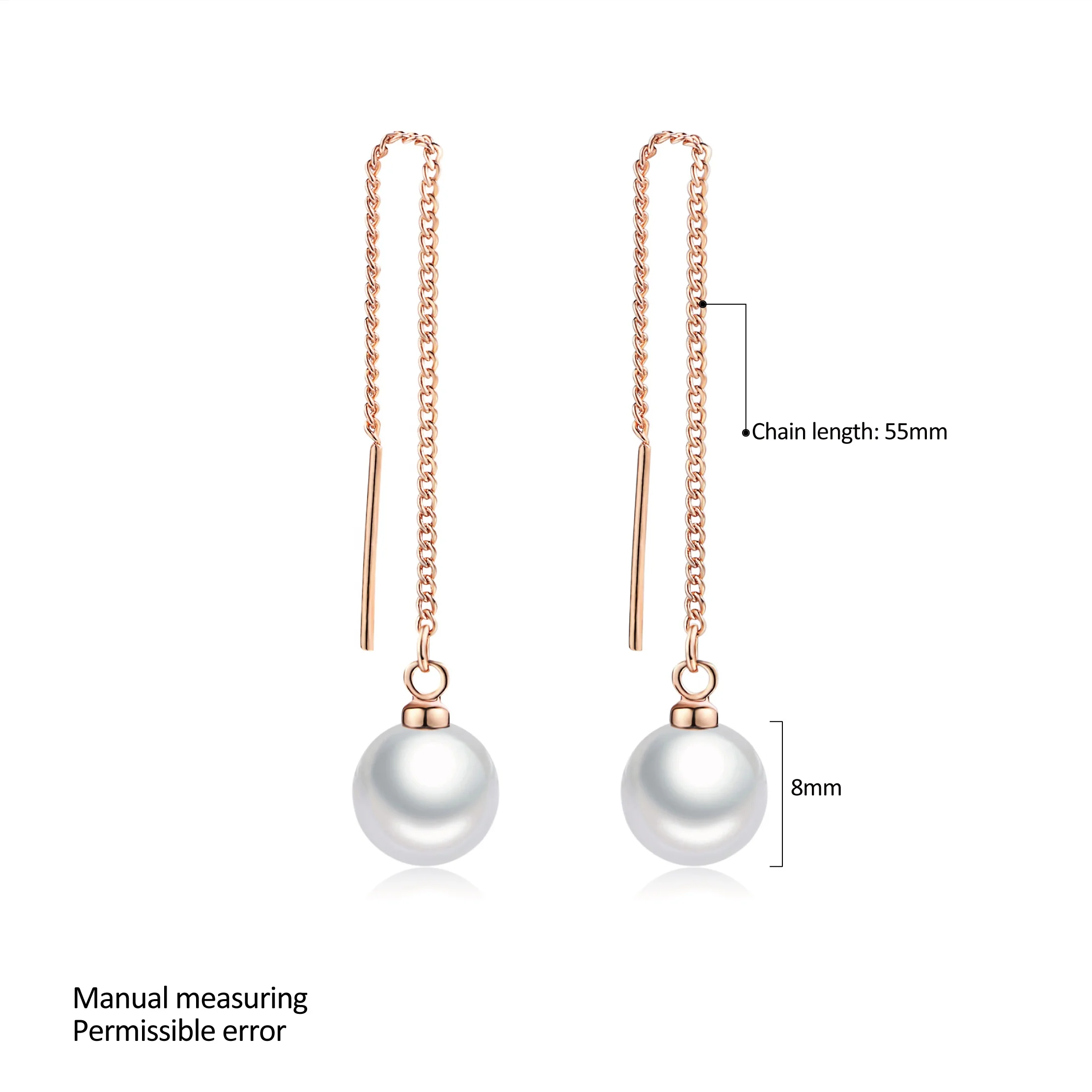 Hot-sale New Sweet Style Ear Line Long Chain Imitation Pearl Earrings for Women Bridal E033-M