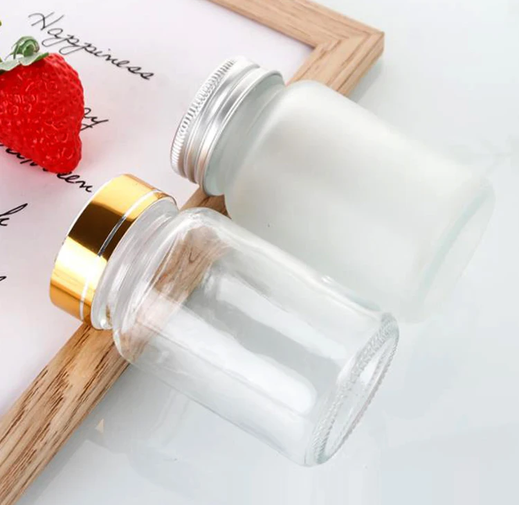 100ml 150ml Glass Clear Frosted Child Resistant Jar For Gummy Candy Vitamin Supplement Capsule Pills Bottle