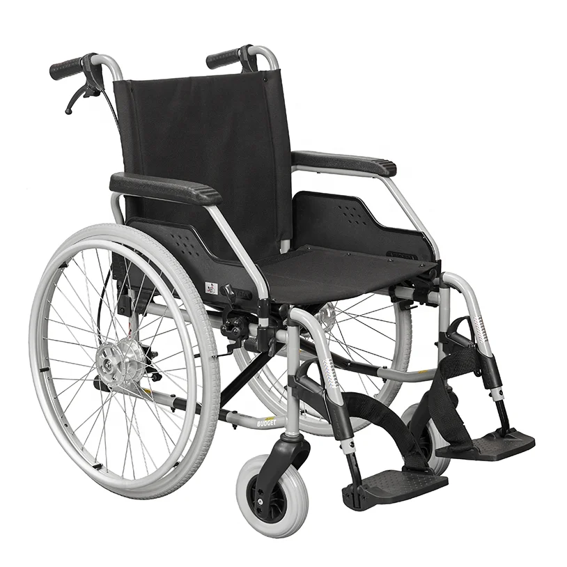 Standard Brake Back Removable Steel Wheelchair Seat Width 400Mm Adjustable Height