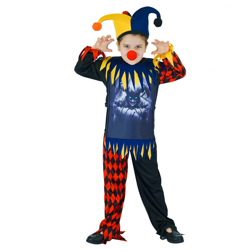 Hot Sale Joker Demon Jester Wild Card Fancy Role Party Performance Show Sacco The Devil Clown Cosplay Halloween Party Costume